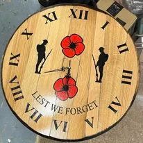 clock on Oak whiskey cask lid
