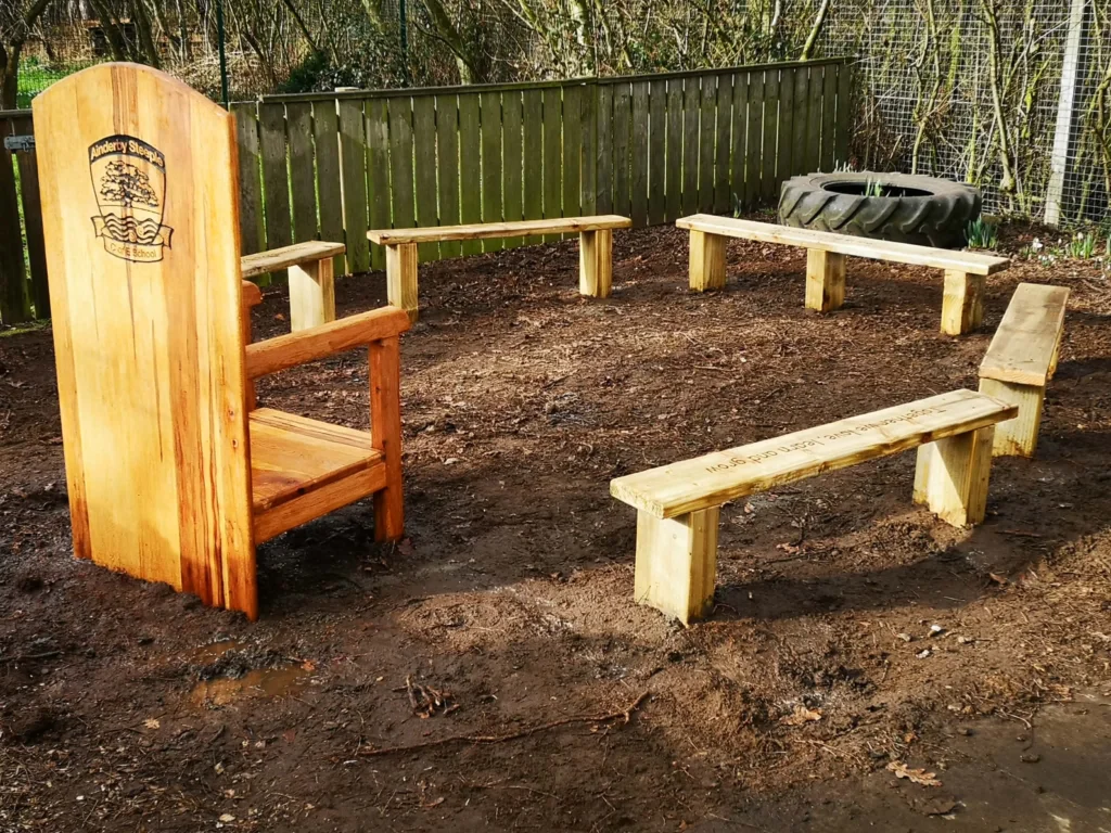 Story telling area installed at a school for the use of the staff and children