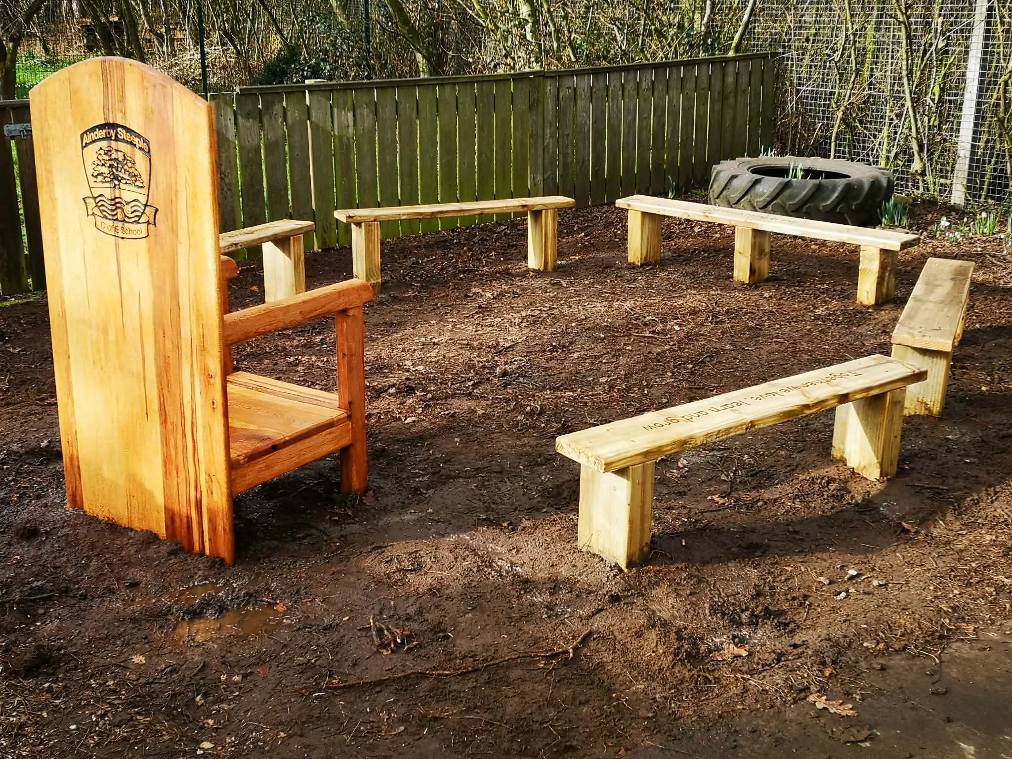 Story telling area installed at a school for the use of the staff and children