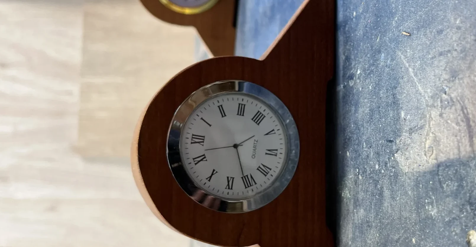 A mantle clock made by veterans in American cherry wood.